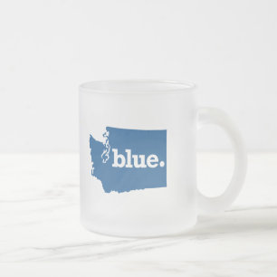 TAZA DE CRISTAL ESMERILADO WASHINGTON ESTADO AZUL