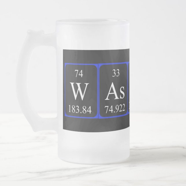 Taza De Cristal Esmerilado Wassup tabla periódica palabra frosty mug (Izquierda)