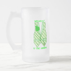 Taza De Cristal Esmerilado Wearin' O' The Green Leprechaun Glass Stein