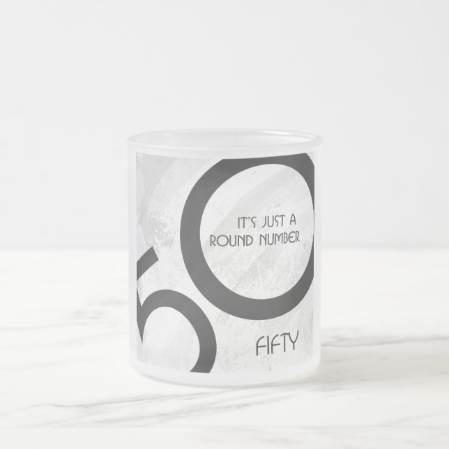 Taza De Cristal Esmerilado White 50 Decade Cumpleaños (Centro)
