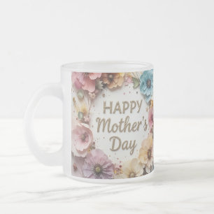 Taza De Cristal Esmerilado Wildflowers 3D Mother´s Day