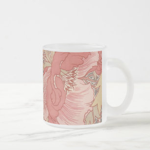 Taza De Cristal Esmerilado William Morris Poppies Patrón de Art Nouveau flora