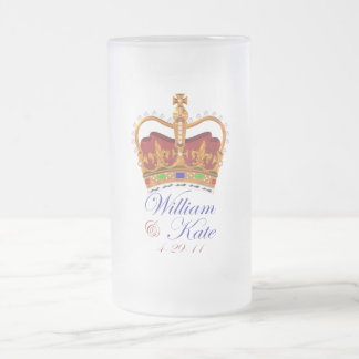 Taza De Cristal Esmerilado William y Kate Royal Boda Beer Glass