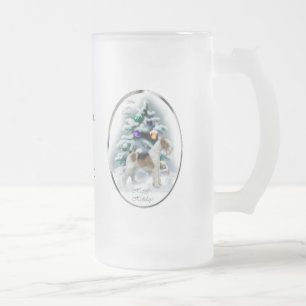 Taza De Cristal Esmerilado Wire Fox Terrier Navidades Regalos