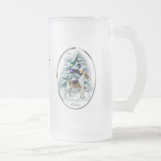 Taza De Cristal Esmerilado Wire Fox Terrier Navidades Regalos