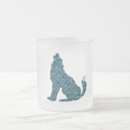 Taza De Cristal Esmerilado Wolf Art Glass Mug