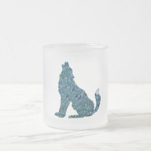 Taza De Cristal Esmerilado Wolf Art Glass Mug