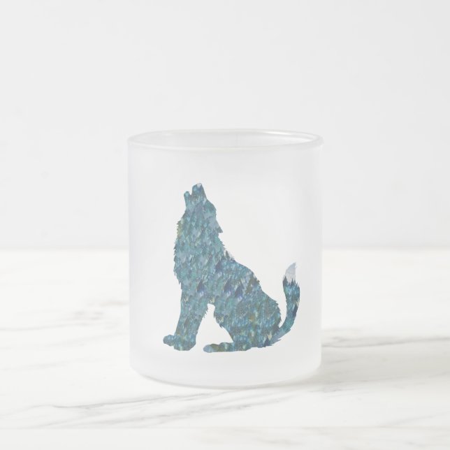 Taza De Cristal Esmerilado Wolf Art Glass Mug (Centro)