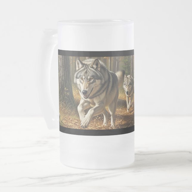 Taza De Cristal Esmerilado Wolf Frosted Glass Mug style 1 (Anverso izquierdo)