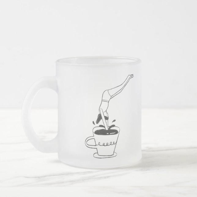 Taza De Cristal Esmerilado woman swimming in coffee cup (Izquierda)