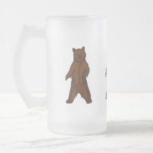 Taza De Cristal Esmerilado Woodland Animal Brown Grizzly Bear