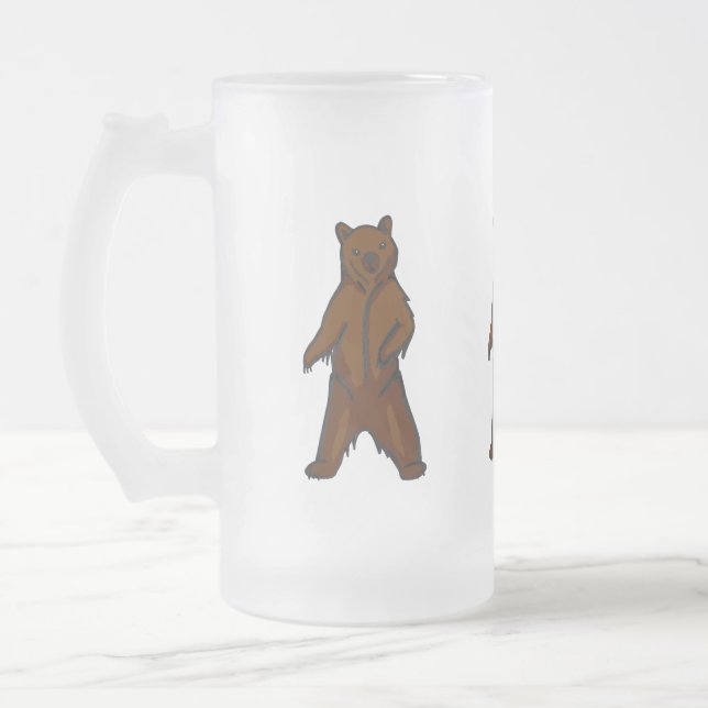 Taza De Cristal Esmerilado Woodland Animal Brown Grizzly Bear (Izquierda)