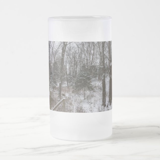 Taza De Cristal Esmerilado Woody Snow Day Frost Glass Beer Mug (Centro)