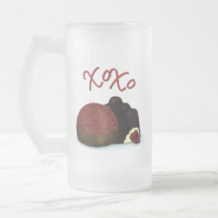 Taza De Cristal Esmerilado XOXO Bombón del Día de San Valentín y Chocolate Os