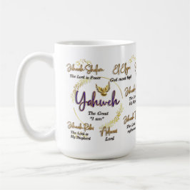 Taza De Cristal Esmerilado Yahweh Nombres de Dios Mug 15 oz.