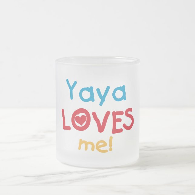 Taza De Cristal Esmerilado Yaya me ama camisetas y regalos (Centro)