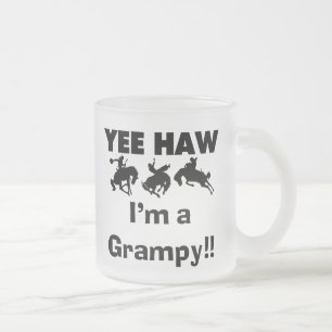Taza De Cristal Esmerilado Yee Haw, soy camisetas Grampy y Regalos