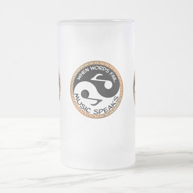 Taza De Cristal Esmerilado Yin Yang con palabras musicales (Centro)