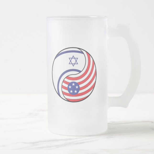 Taza De Cristal Esmerilado Ying Yang Israel América (Derecha)