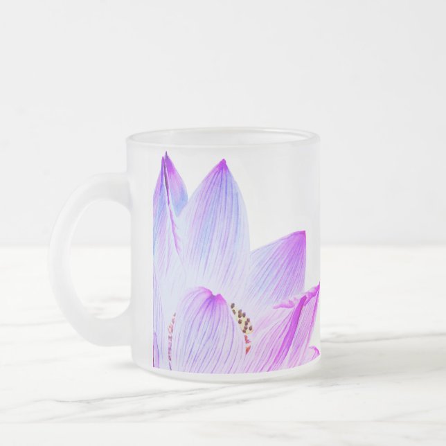 Taza De Cristal Esmerilado Yoga llenada luz del masaje de Namaste Lotus Reiki (Izquierda)