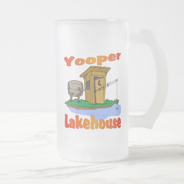 Taza De Cristal Esmerilado Yooper Lakehouse (personalizar él) (Derecha)