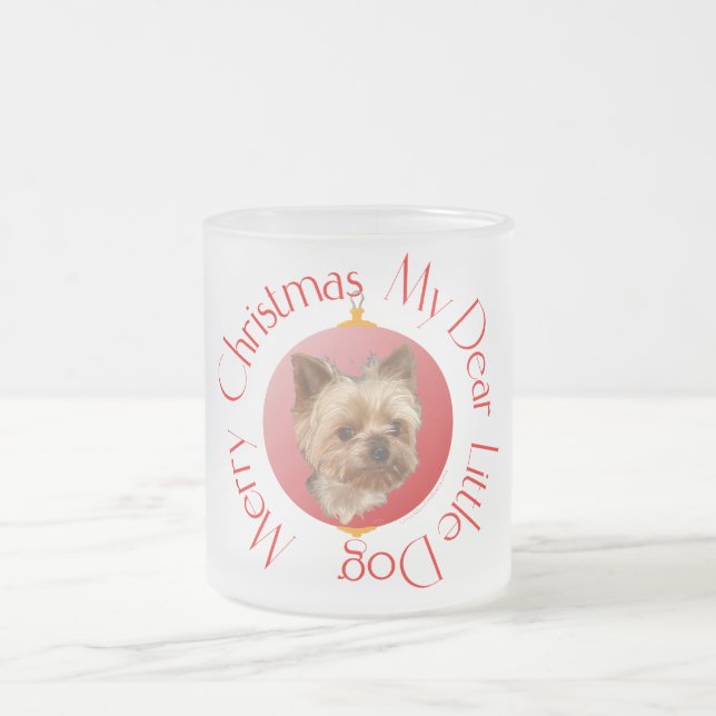 Taza De Cristal Esmerilado Yorkshire Terrier Navidad (Centro)