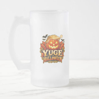 Taza De Cristal Esmerilado YUGE Halloween Calabaza Escarchada de Dos Caras