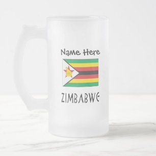Taza De Cristal Esmerilado Zimbabue Bandera de Zimbabue Personalizada
