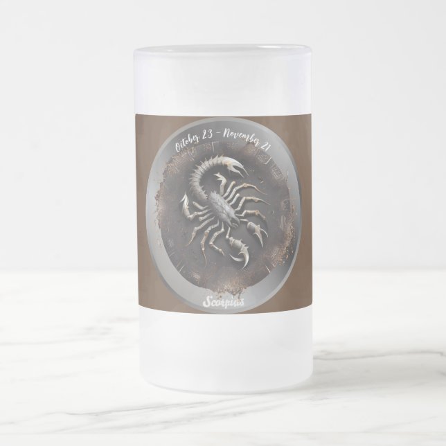 Taza De Cristal Esmerilado Zodiac Scorpius Personalizar Personal (Centro)