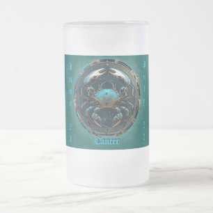 Taza De Cristal Esmerilado Zodíaco Cáncer "21 de junio - 22 de julio"