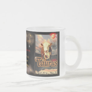Taza De Cristal Esmerilado Zodiaco del tauro pequeño vidrio