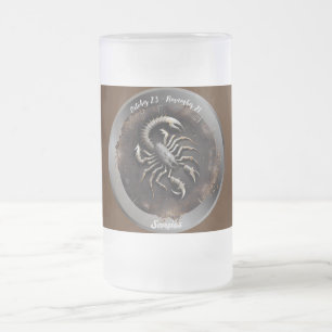 Taza De Cristal Esmerilado Zodiaco Escorpio Personalizar 