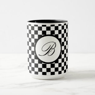 Taza de Cuadros Negra con Monograma