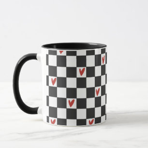 Taza de cuadros negros y blancos   Estética modern
