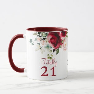 Taza de cumpleaños 21 floral