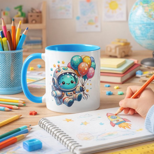 Taza de Cumpleaños Astronauta con Globos  (Subido por el creador)