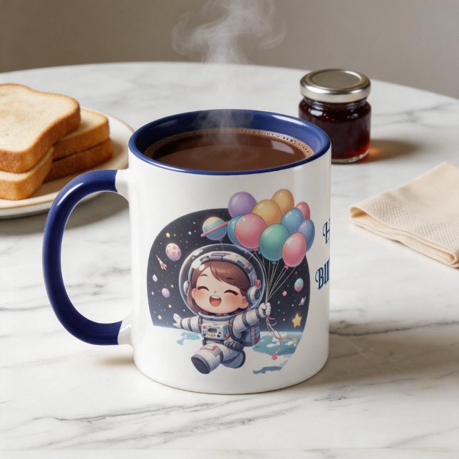 Taza de Cumpleaños Astronauta con Globos (Subido por el creador)