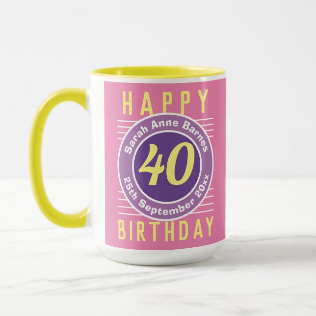 Taza de cumpleaños con edad, nombre y fecha (Izquierda)