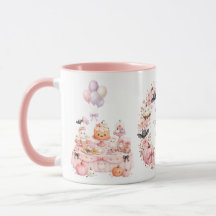 Taza de cumpleaños de Halloween rosa de dos tonos