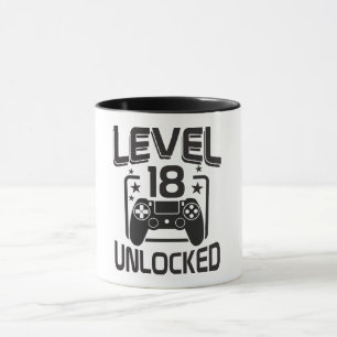 Taza de cumpleaños para jugador con nivel de edad