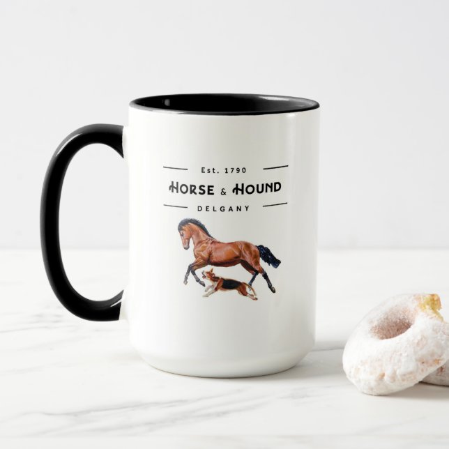 Taza de Delgany del caballo y del perro (Con donut)