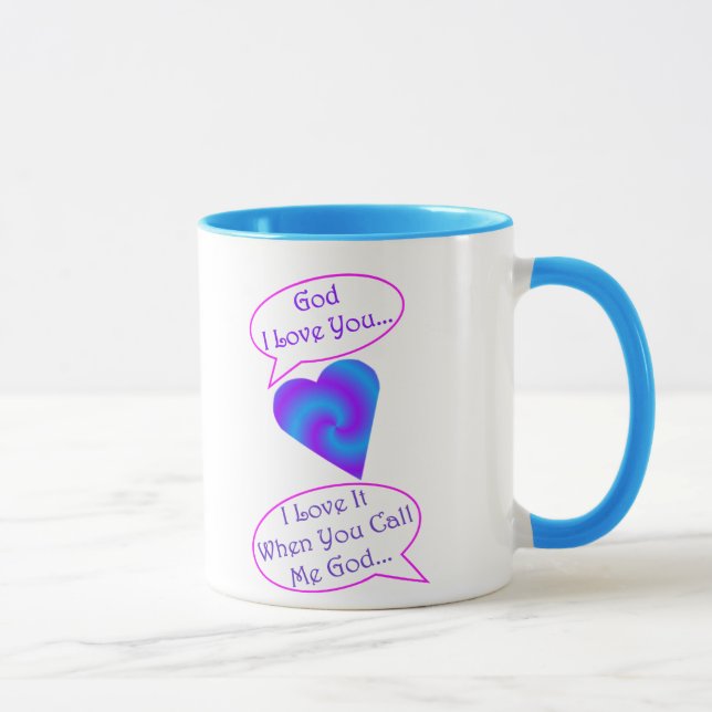 taza de dios de 15 onzas, borde azul (Derecha)