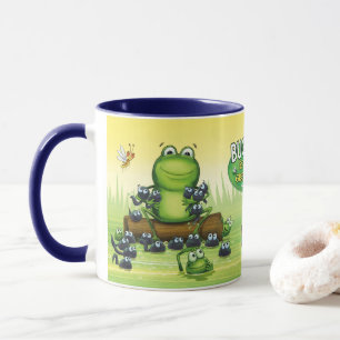 Taza de diseñador con diseño de personajes de rana