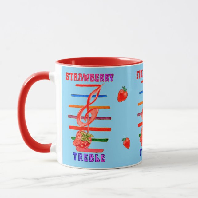 TAZA DE DISEÑO DE NOTA MUSICAL DE FRESAS (Izquierda)