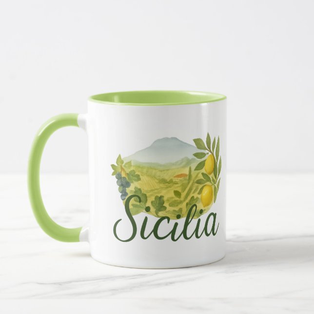 Taza de diseño de Sicilia Mt.Etna (Izquierda)