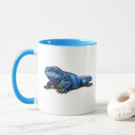 Taza de dos tonos con gráfico de lagarto iguana az