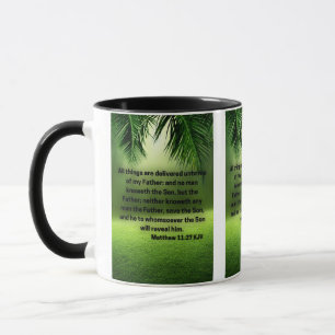 Taza de dos tonos con imagen de la Escritura Bíbli