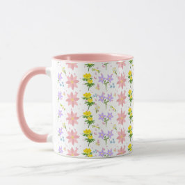 Taza de dos tonos con patrón de flores silvestres 