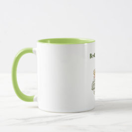 Taza de dos tonos con ramo de rosas de jardinero d