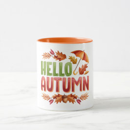 Taza de dos tonos de Otoño Hola | Regalo acogedor 